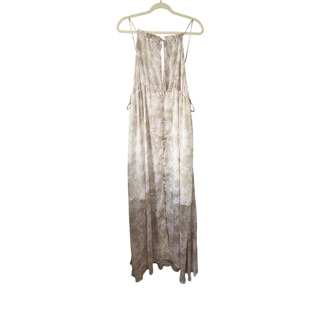 ASTR The‎ Label Taupe Mauve Tie Dye Halter Maxi Dress Open Back ACDR100590 Large